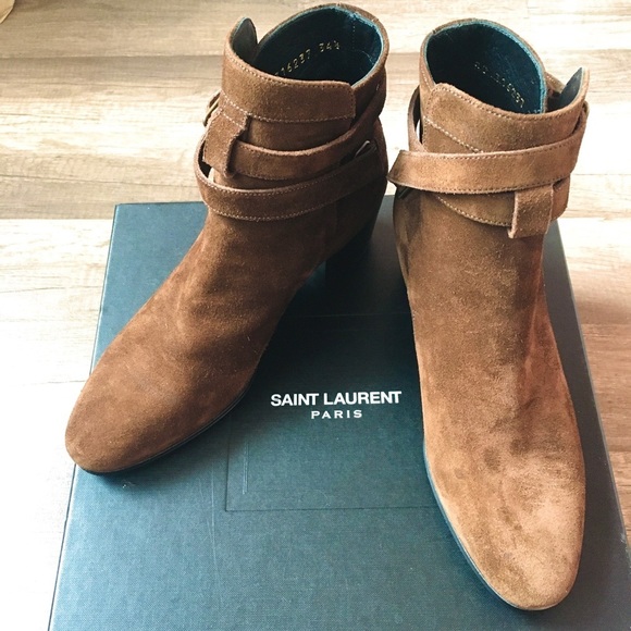 Saint Laurent Brown Suede Ankle Boots - Picture 4 of 7